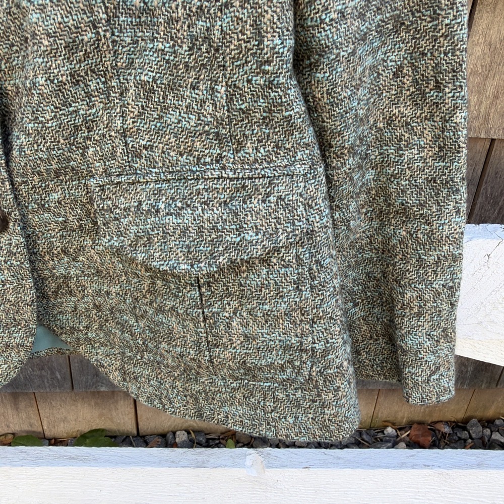 Ann Taylor Green Tweed Wool Blend Blazer Jacket Womens Size 6 Career - Picture 5 of 11